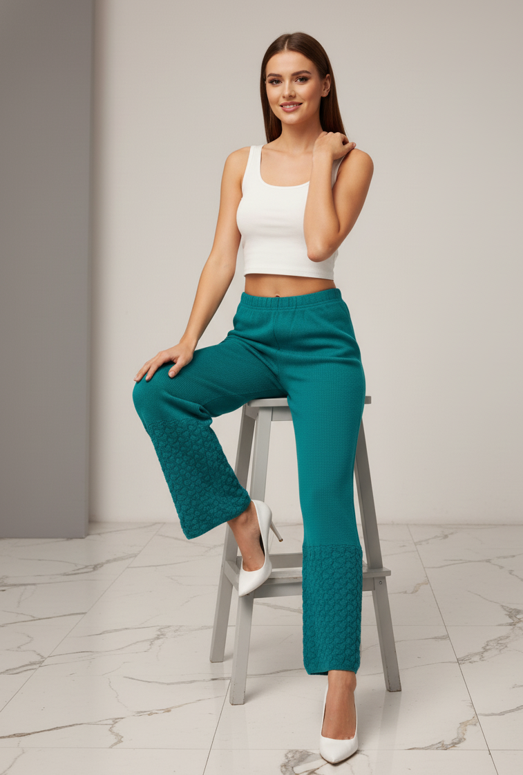 Leaf Woolen Palazzo Turq 4