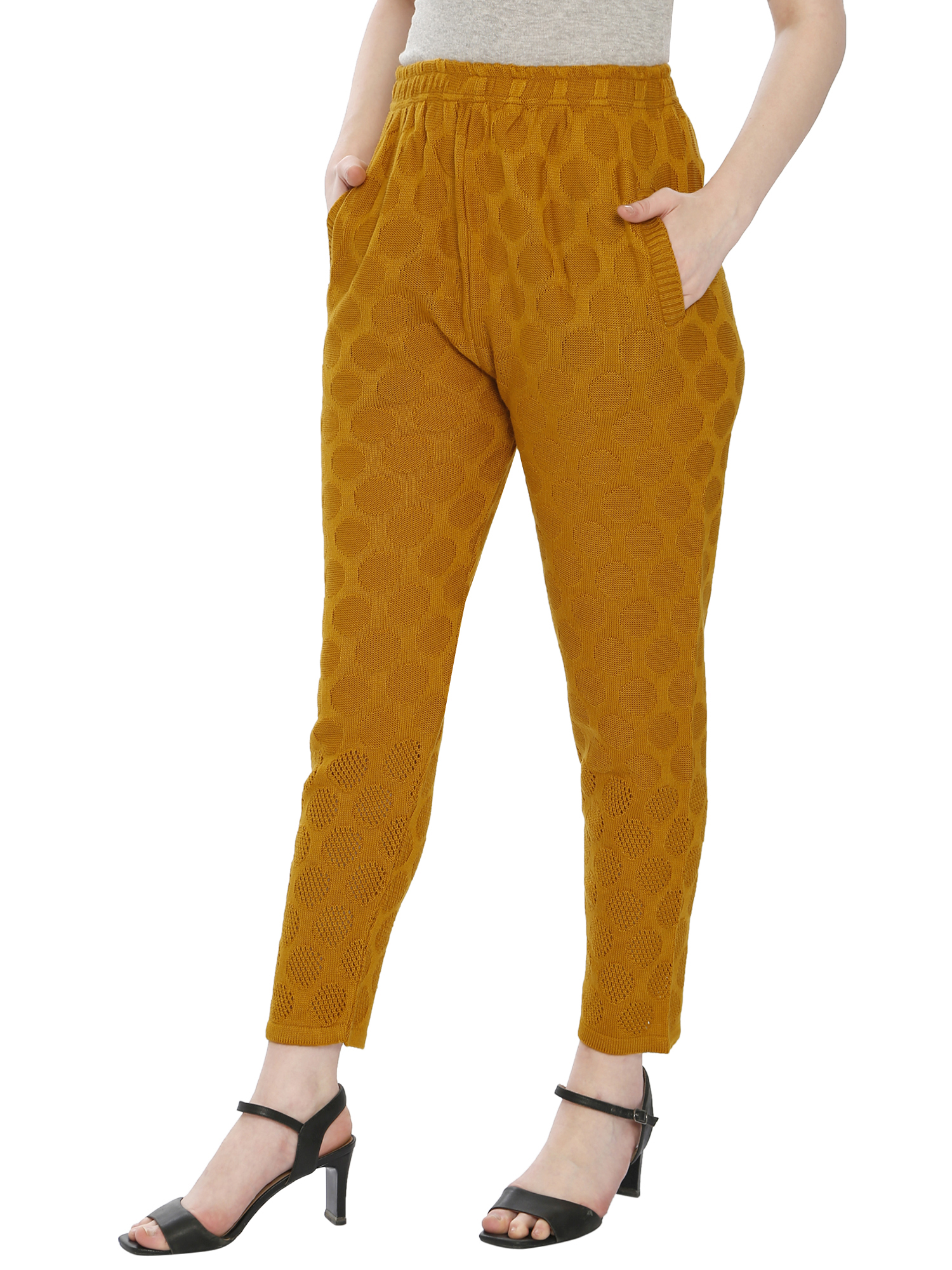 Mustard circle design wool pant 2