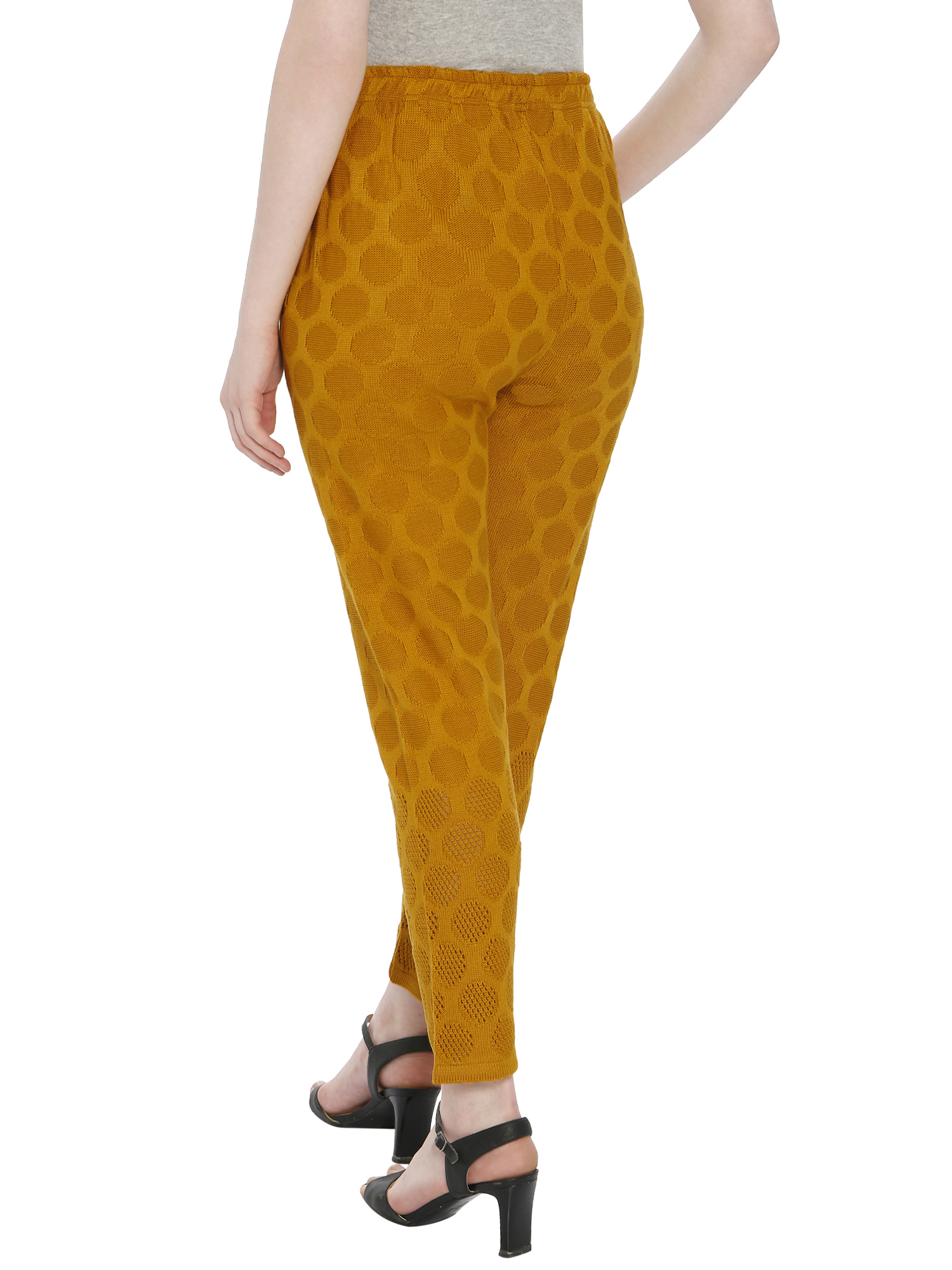 Mustard circle design wool pant 4